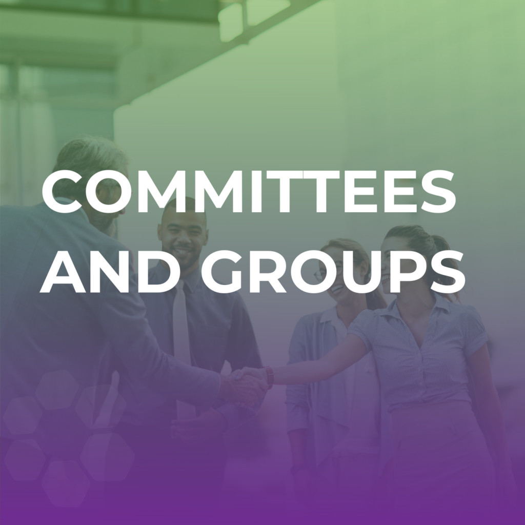 Button saying committees and groups