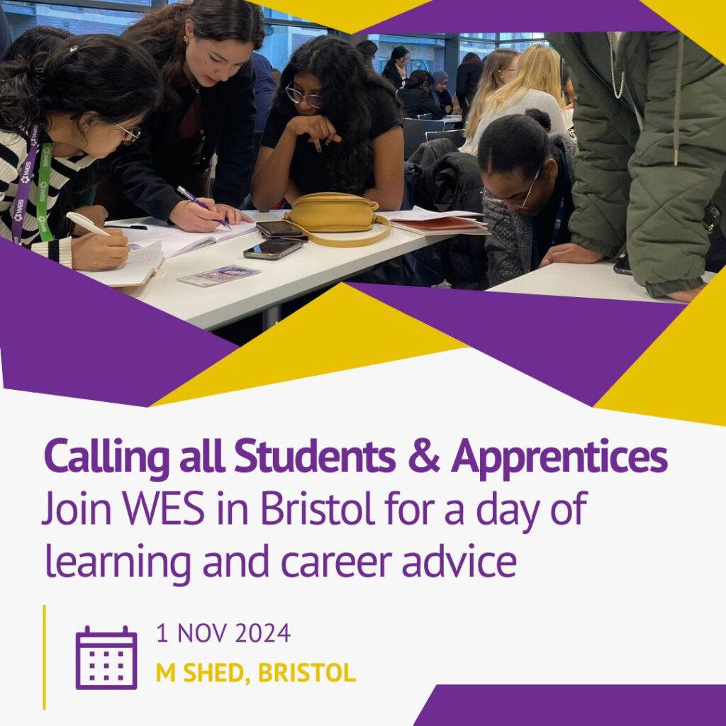 Student and Apprentice logo links to the booking page https://www.wes.org.uk/events/student-and-apprentice-conference-2024/