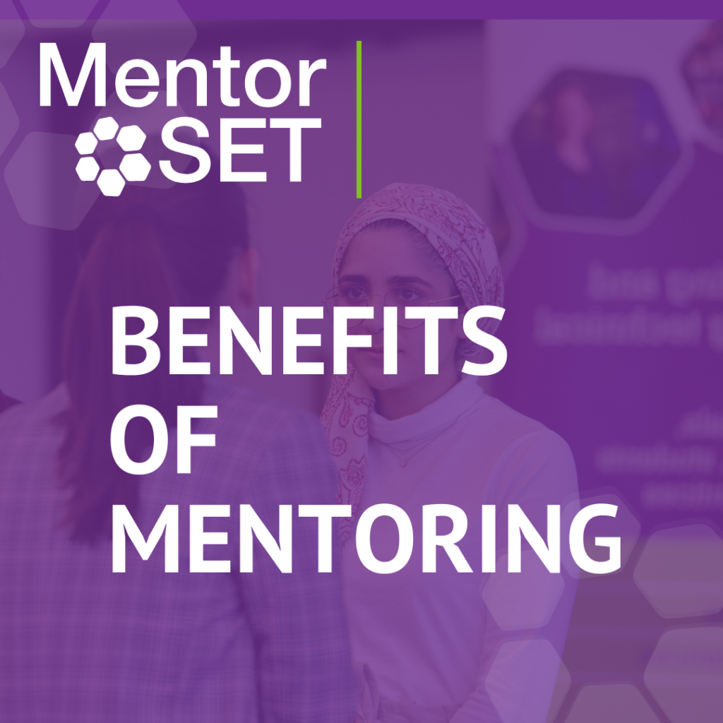 Purple block with linked text saying benefits of mentoring